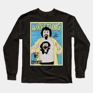 Lou Albino Aesthetic Wrestling // Just Say No To Drugs Long Sleeve T-Shirt